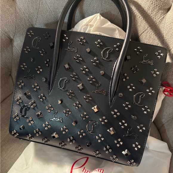 CHRISTIAN LOUBOUTIN  Paloma Loubinthesky Top Handle Bag - Zaffiro/Gun Metal NEW - Picture 7 of 7